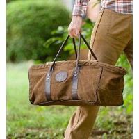 Heavy Duty Canvas Log Carrier With Leather Handles - 20 L x 10 W x 8.5 H - B076C7HVKP